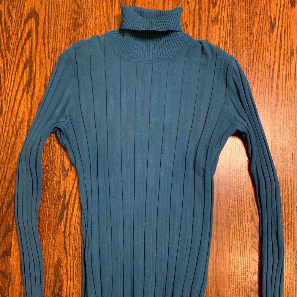 Style & Co. Blue Ribbed Turtleneck Sweater